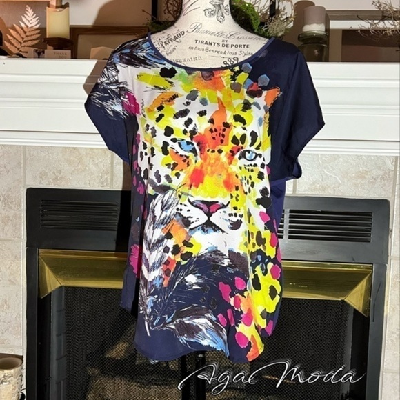 Rock & Republic Colorful Cheetah Top - Picture 2 of 14